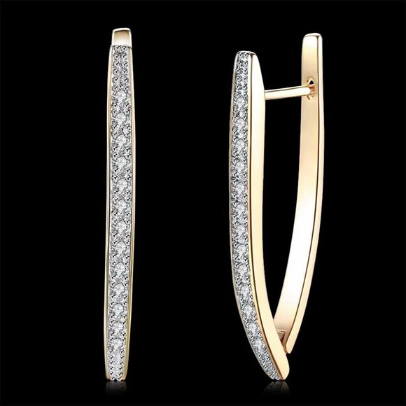 Gold U Round Hoop Earrings  S925 Sterling Silver 37MM Gold/Rose For Women… - Picture 5 of 6
